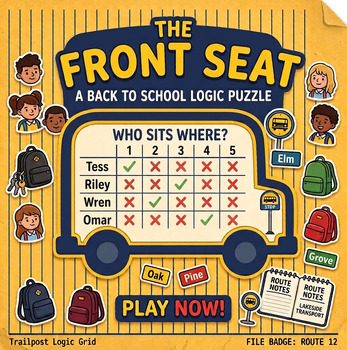 Back to School Logic Puzzle: The Front Seat cover